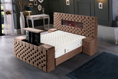 Boxspringbett Kamin mit TV-Lift